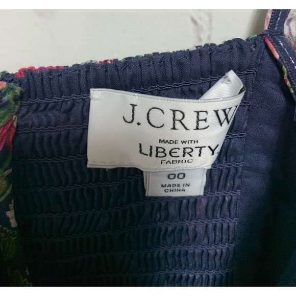 J. Crew x Liberty Navy Floral Cottagecore Smocked Dress Size 00 - Picture 2 of 6
